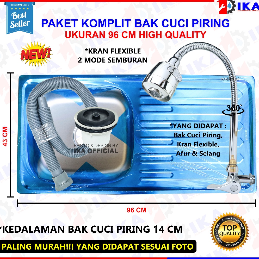 Ready Bak Cuci Piring Stainless 5cm75cm96cm PAKET MURAH LENGKAP BakWastafel Cuci Piring Stainless 5c