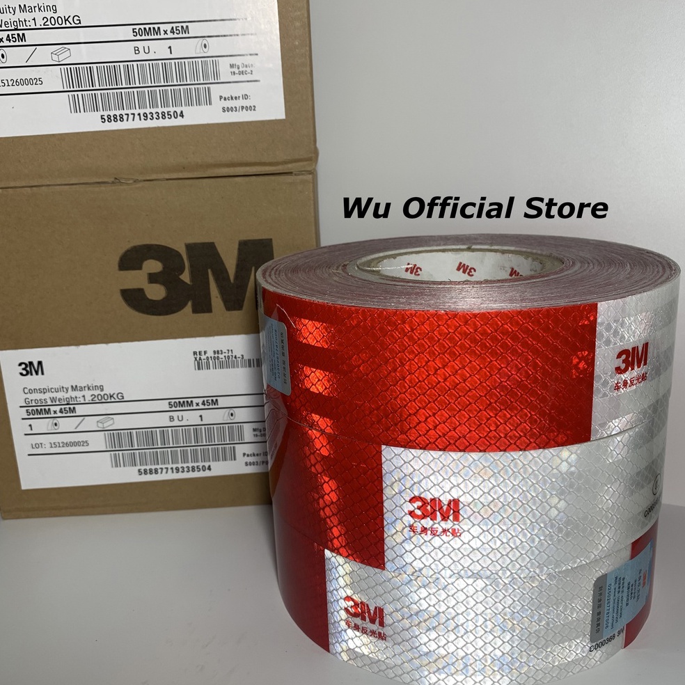 TERLARIS Stiker Reflektor Merah Putih 3M Sticker Reflektif Pantul Cahaya Truk