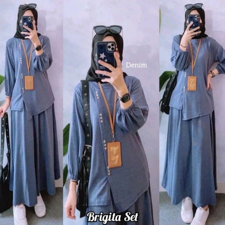 Super Quality  BRIGITA SET ROK  SET KANTOR  BAJU HEALING  SETELAN ROK  ONE SET ROK  BAJU MUSLIM  SET
