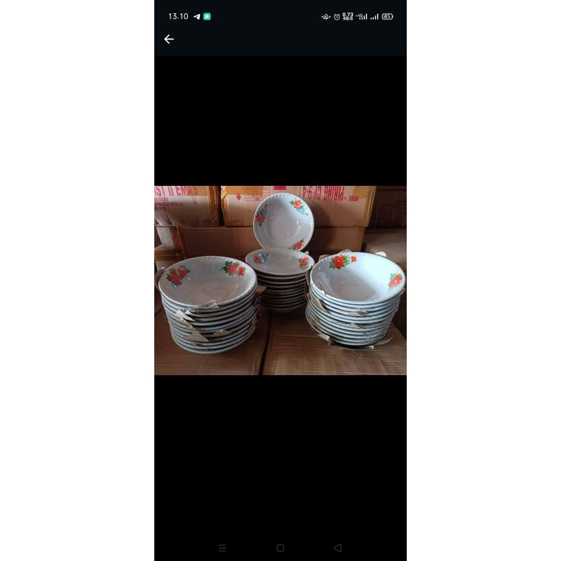 Mangkok Bintang Keramik Motif Kembang