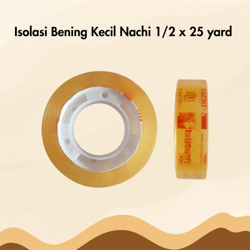 

Isolasi Selotip Tape Bening Transparant Rol Kecil Nachi 0.5 inch / 12mm x 25 yard