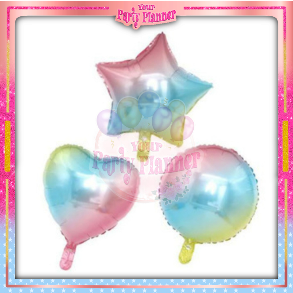 Balon Foil Star dan Love 18" Rainbow BESAR JUMBO Warna Pelangi / Balon Foil Hati Heart dan Bintang 5