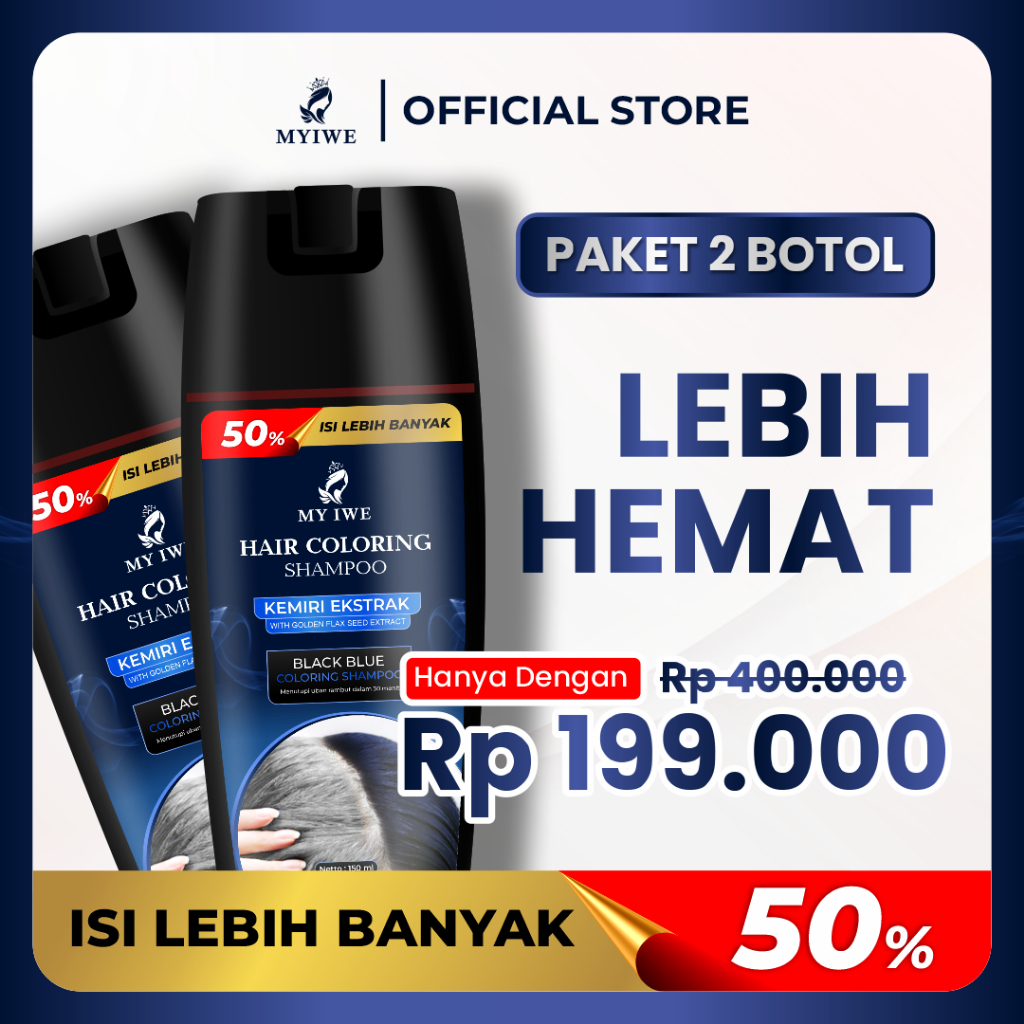 Myiwe Hair Coloring Shampo Penghilang Uban - BLACK BLUE LEBIH HEMAT