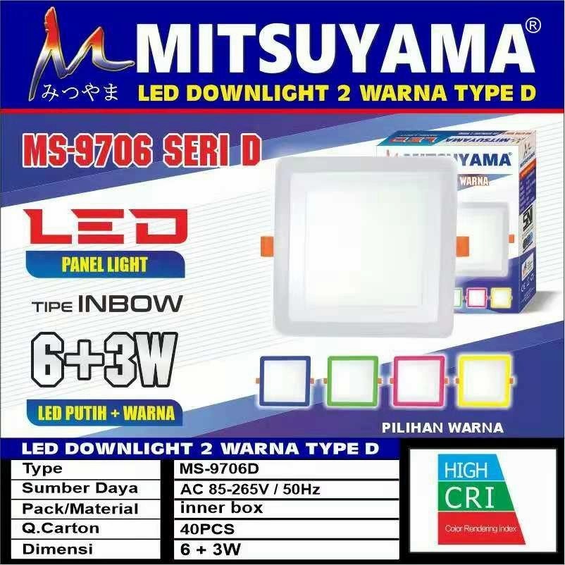 Lampu Downlight Led Inbow 6 Watt Kotak 2 warna Mitsuyama MS-9706D - Biru