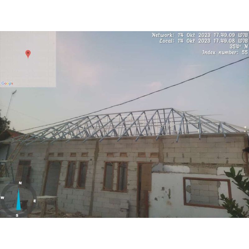 Rangka baja ringan 0,75 mm terpasang