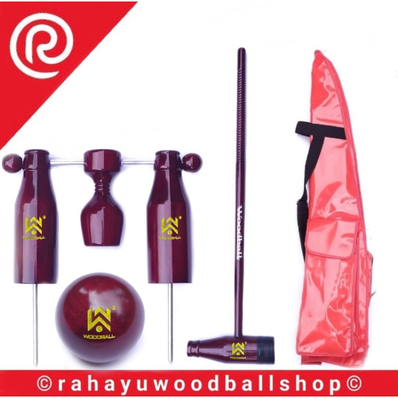 Woodball set Merk W-Woodball Berlisensi ( mallet gate bola tas)