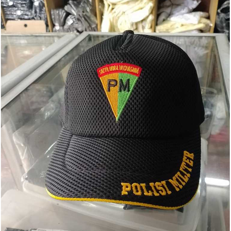 TOPI PM-Topi jaring Hitam Logo PM