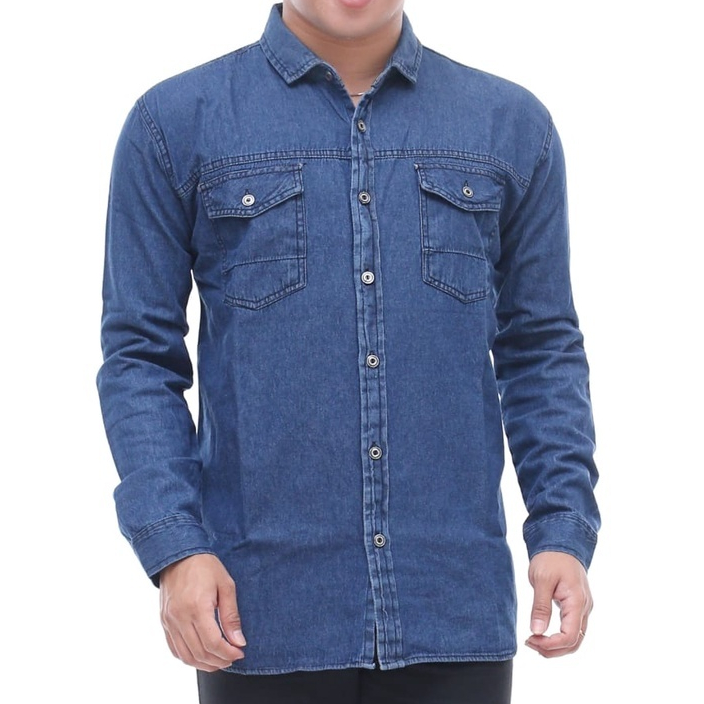 Kemeja lengan panjang kemeja pria lengan panjang kemeja bahan denim kemja pria kemeja lengan panjang