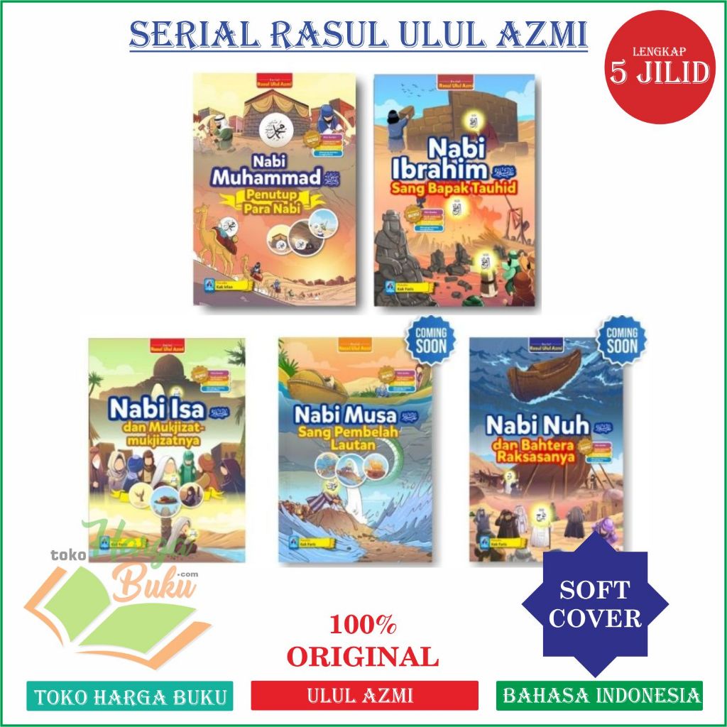 Foto Paket 5 Buku Serial Rasul Ulul Azmi Nabi Muhammad Ibrahim Nuh Musa Isa Buku Anak Full Color - Pustaka Arafah