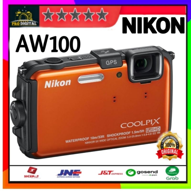 Nikon Coolpix Aw100 Camera Digital GPS Waterproof garansi 1 tahun