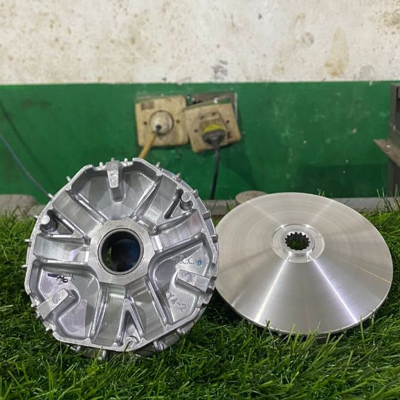 CUSTOM PULLY DEPAN MIO M3 PROSES MANUAL DAN KEROK JALUR ROLLER CNC BY BISATI RACING