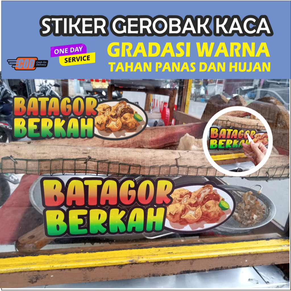 

Bandung Stiker - Print Sticker Gerobak Kaca Full Color Warna Warni Bahan UV DTF Tahan Panas & Hujan
