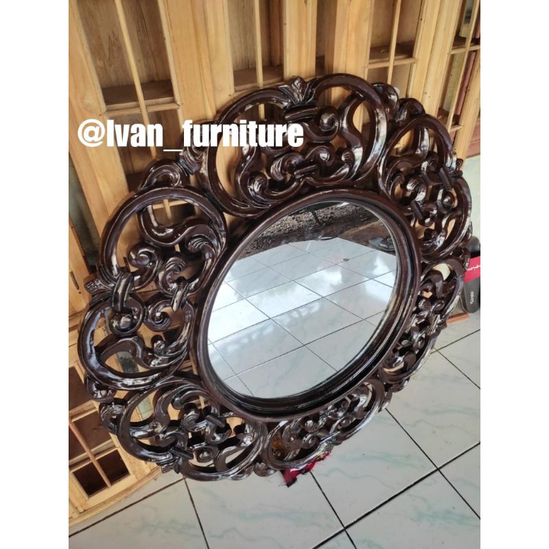 Pigura jati ukir Hiasan dinding kayu jati pigura kaca