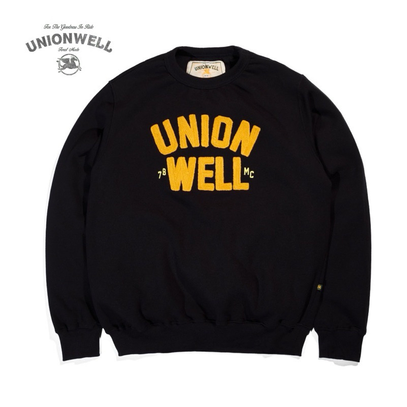 Crewneck Unionwell Hitam - Basic Orange Logo Sweatershirt Unisex