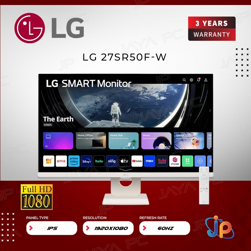 Monitor LG 27SR50F-W Smart 27 Inch IPS Full HD dengan webOS