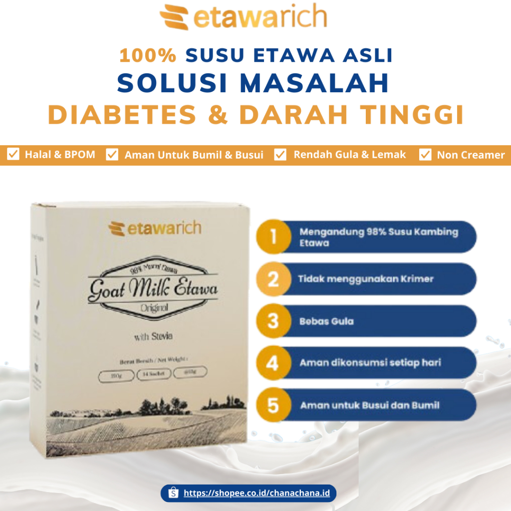 

Etawarich Susu Etawa Atasi Diabetes & Darah Tinggi dan Mengatasi Rematik Berkhasiat Halal