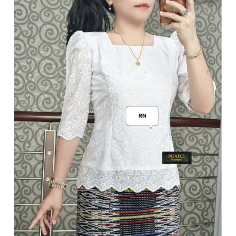 BLOUSE KATUN BOLONG HITAM PUTIH