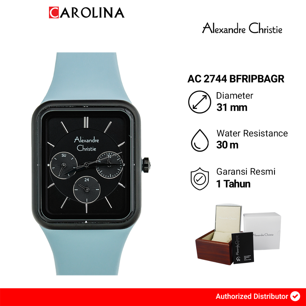 Jam Tangan Wanita Alexandre Christie Passion AC 2744 BFRIPBAGR Black Dial Light Blue Rubber Strap