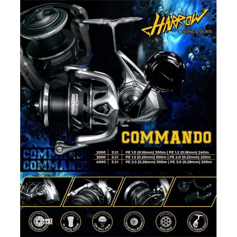 SPINING REEL METAL MURAH HARROW COMMANDO 2000 3000 4000