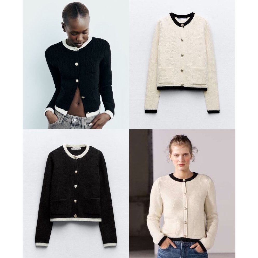 Sale Zara Knit Cardigan With Golden Buttons