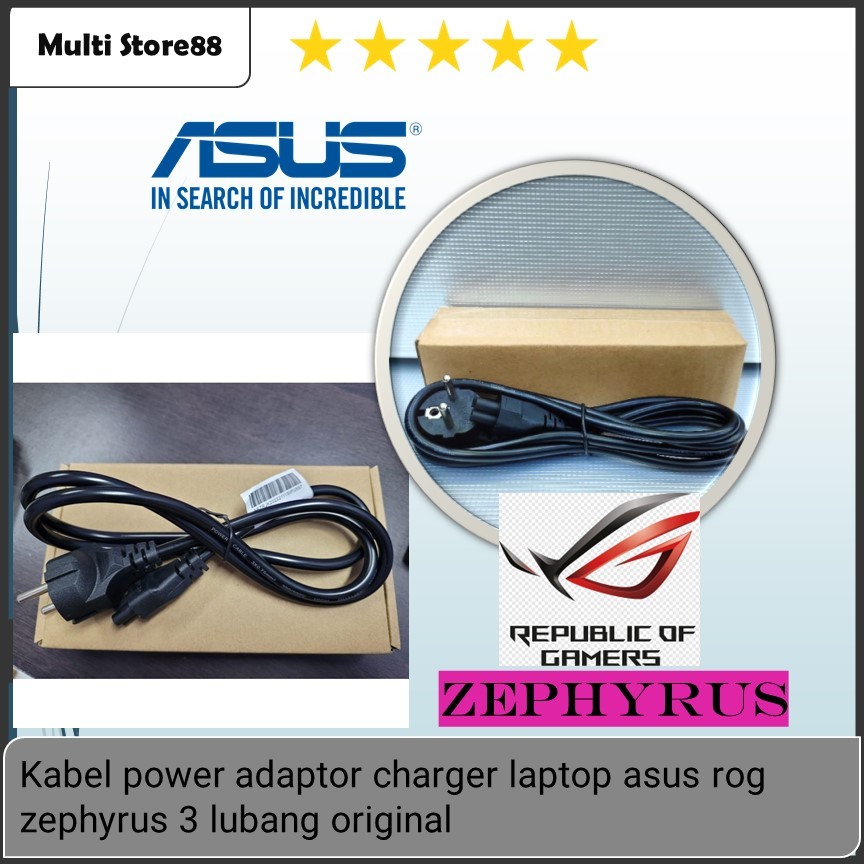 Kabel power adaptor charger laptop asus rog zephyrus 3 lubang original