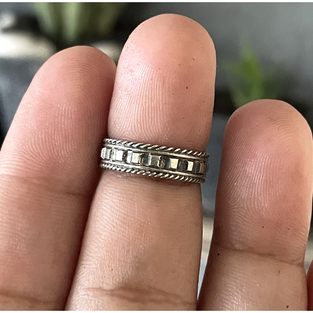 Cincin Kaki Toe Ring Perak Silver Bali Garis Hitam Kotak Asli 925