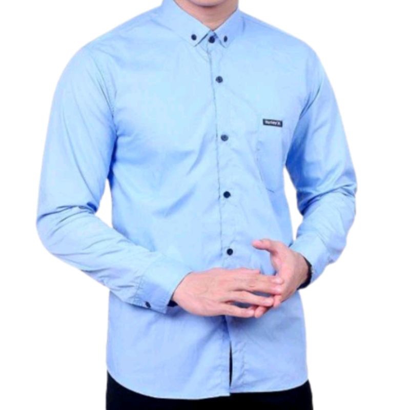 Kemeja biru muda pria Kemeja biru muda pria lengan panjang Kemeja hitam pria Kemeja softblue pria le