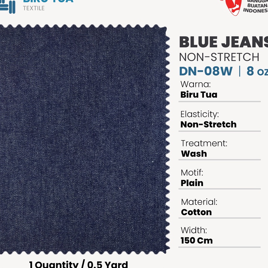 Baru Bahan Blue Jeans 8 Oz  washed  non stretch  Kain Denim