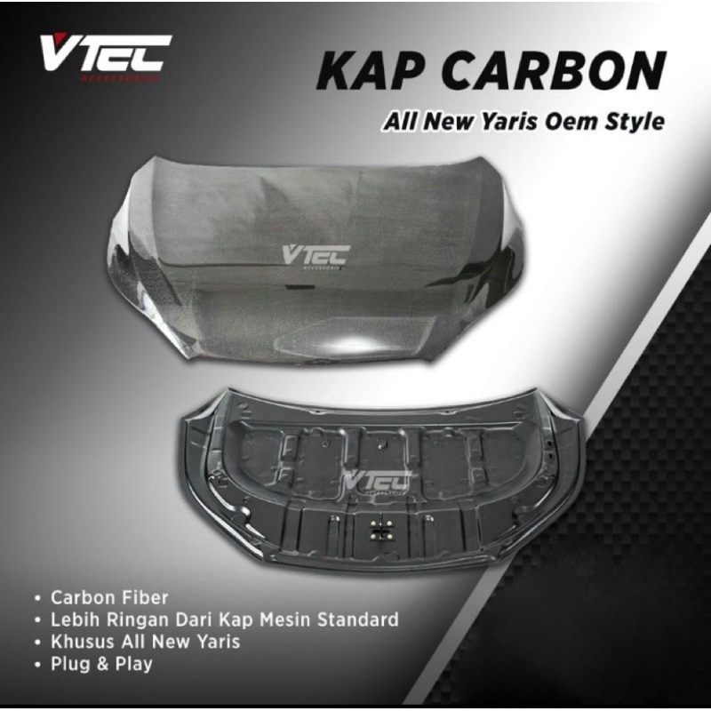 Kap Mesin Carbon All New Yaris Oem Style