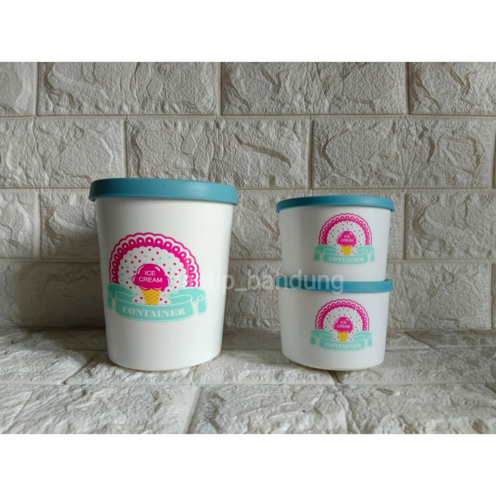 Informa Fridge Ice Cream Container Set Of 3 Blue / Informa Tempat Ice Cream / Fridge Ice Cream Conta