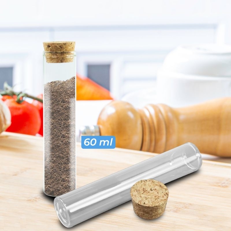 Botol Toples Kaca Transparant Tutup Kayu Aesthetic 60 ml