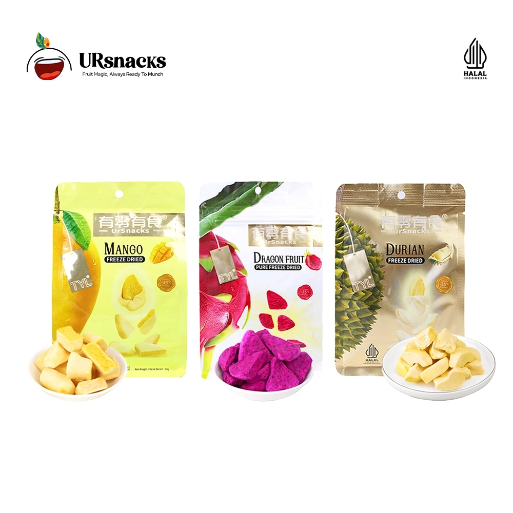 

URSNACKS Bundle Of 3 - Freeze Dried Keripik Sehat Durian + Mango + Dragon Fruit