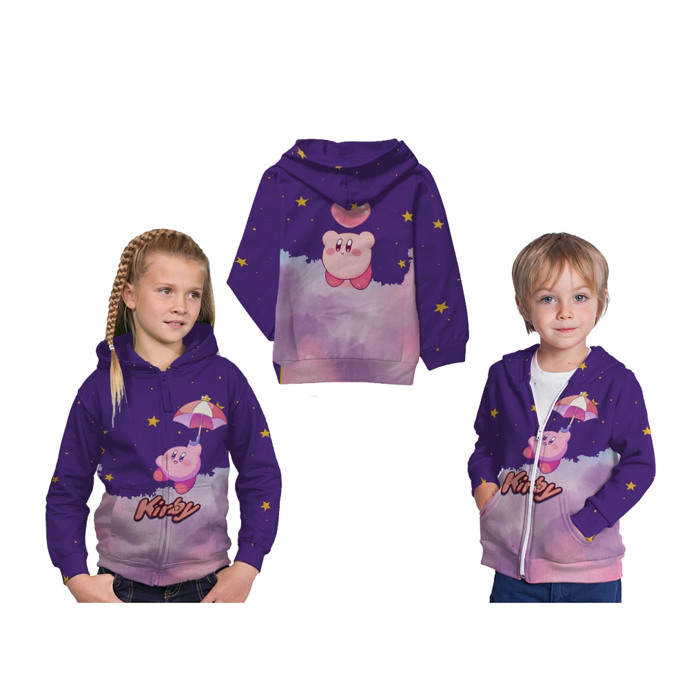 Jaket Hoodie Anak Kirby And The Forgotten Land Game Custom Full Print