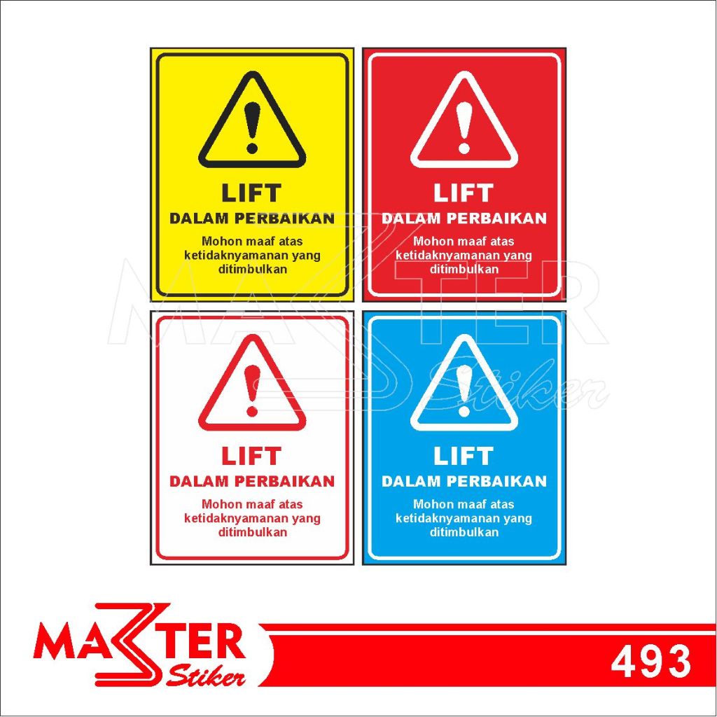 

493 - Stiker Lift Dalam Perbaikan, Sticker Vinyl, Premium, Tahan Air, Termurah, dan Bisa Custom