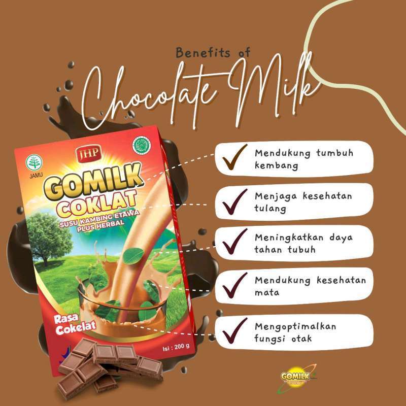 

Gomilk Susu Kambing Etawa Plus Rempah Rasa Coklat - Baik Untuk Kesehatan Tulang Dan Gigi