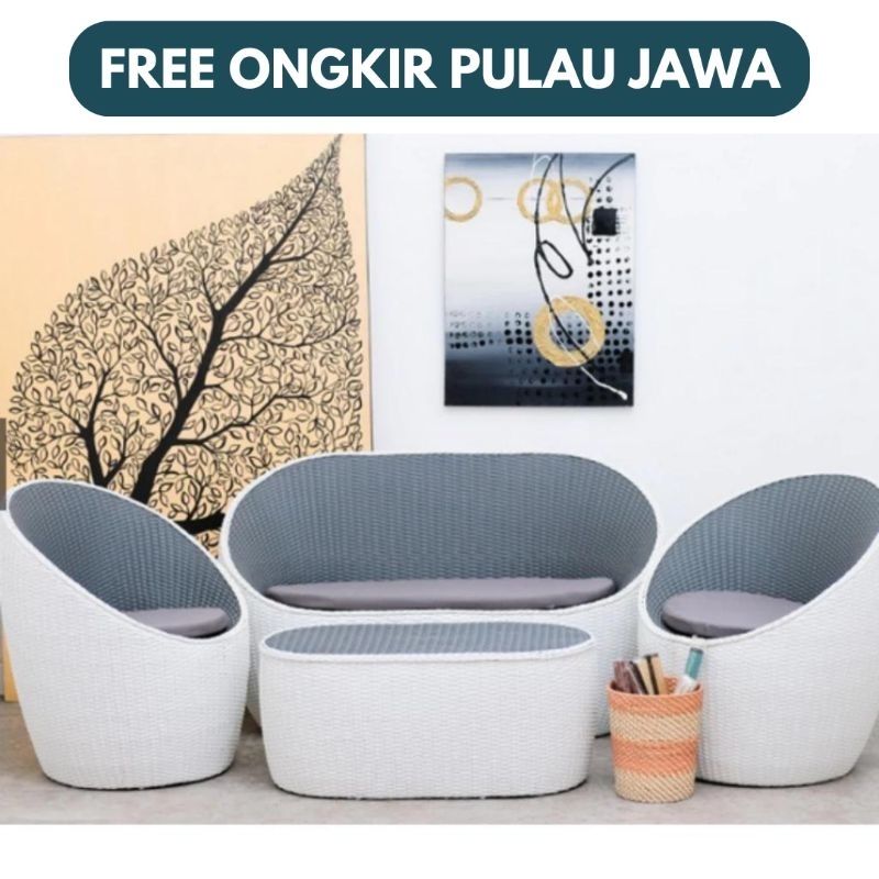 (GRATIS ONGKIR) SET SOFA TAMU GENTONG ROTAN SINTETIS By Minimalis Furniture