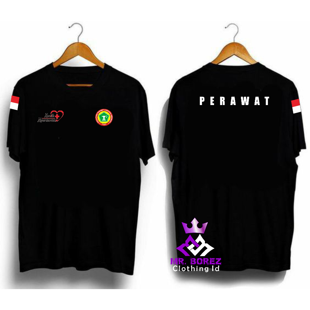 Kaos Perawat Indonesia Lengan Panjang Gratis custom nama dan nama RS