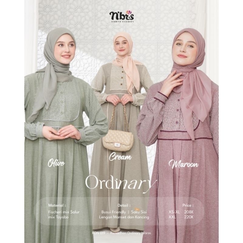 KODE RON 019 GAMIS CANTIK NIBRAS CASUAL OOTD KEREN MUSLIMAH