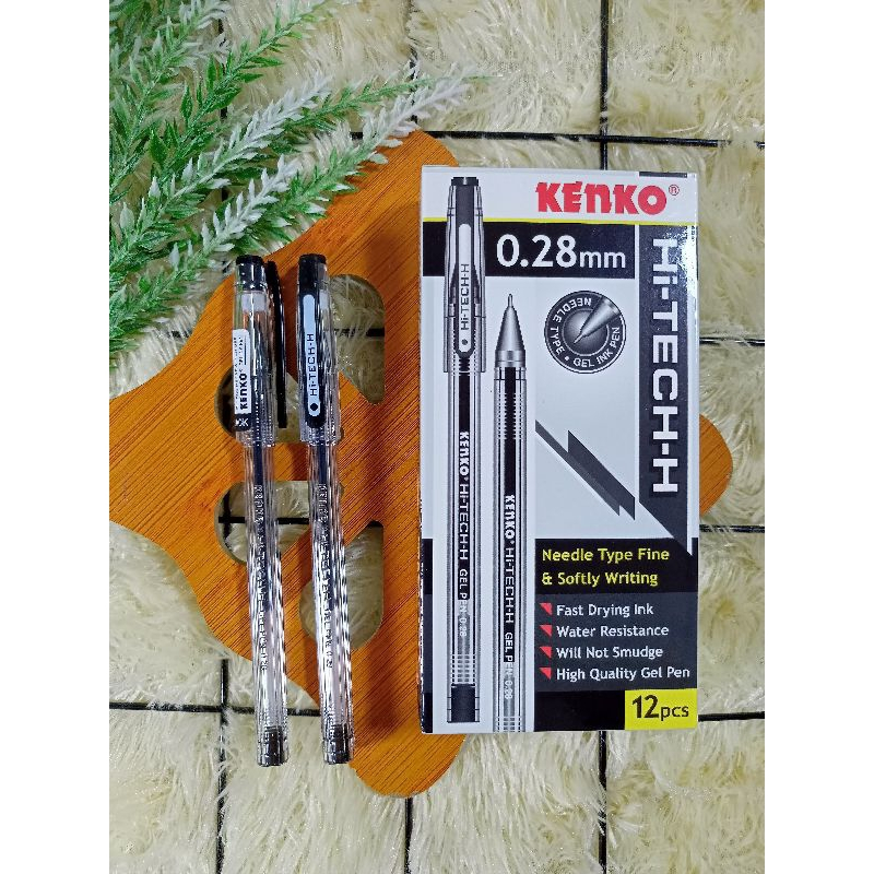 

(Per 12) Pen Gel Kenko Hi Tech / Hitech / Hi-Tech 0.28 mm / Pulpen / Pena Gel / Needle Pen warna Hitam / Biru