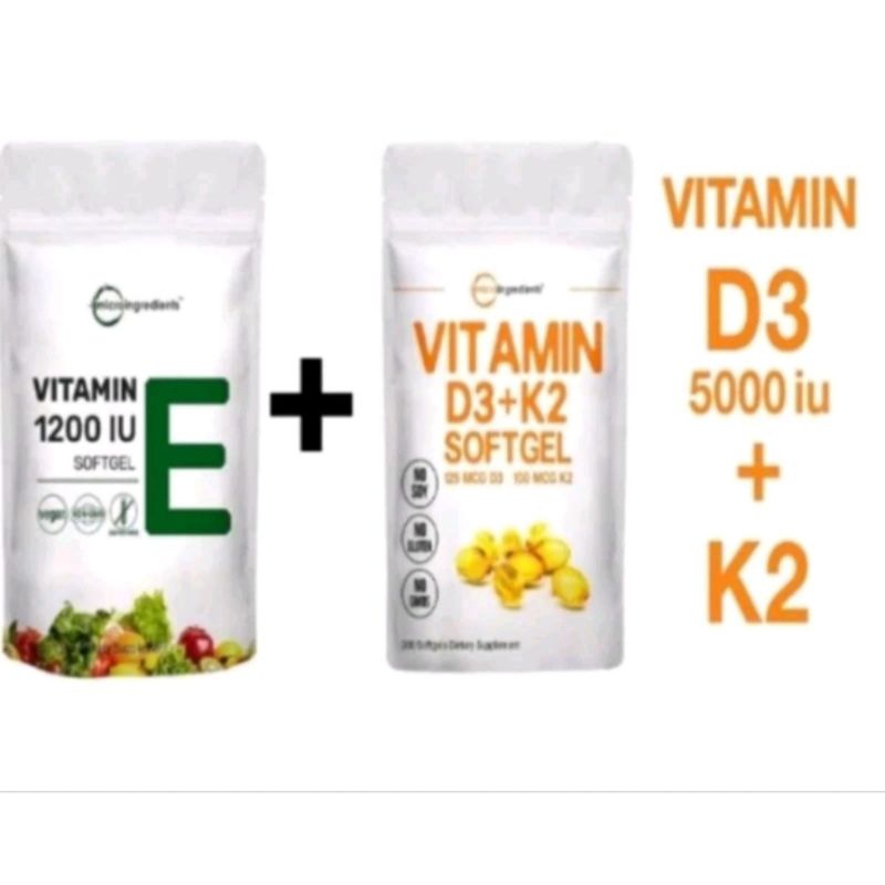 PROMO PAKET VITAMIN D5000iu+K2 DAN VITAMIN E  OriginalUSA