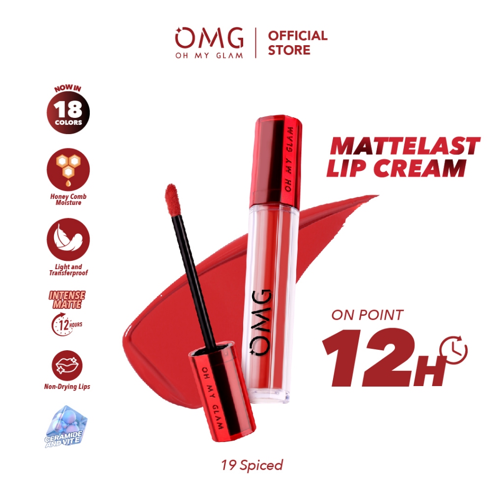 OMG OH MY GLAM Mattelast Lip Cream 19 Spiced 2.9 g  - Lip Cream Matte Dengan Warna Intense, Tahan La