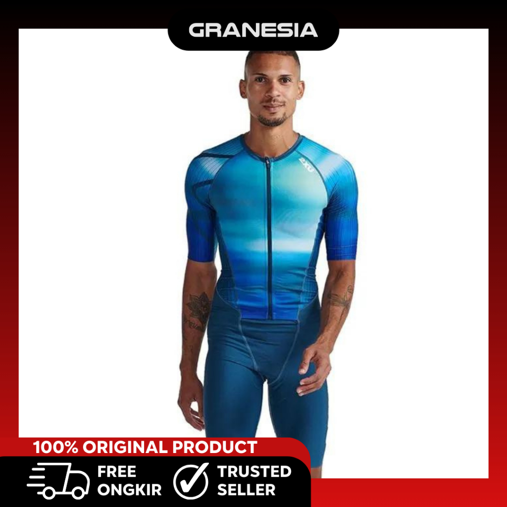 2XU Mens Aero Sleeved Trisuit MT6426DSM|Baju Triathlon Pria