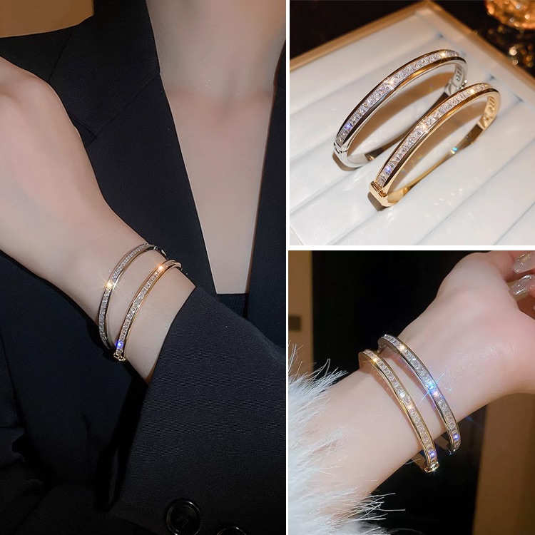 Ay00 100% AsliLOZT Gelang Moissanite bersertifikat wanita gelang berlian medan gelang kristal emas