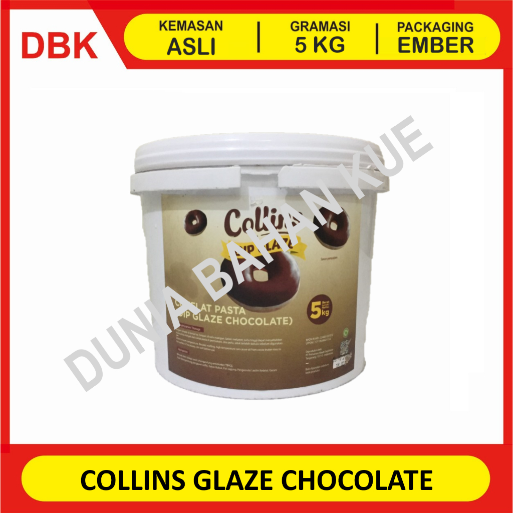 

COLLINS DIP GLAZE DARK CHOCOLATE 5 KG / TOPPING DONAT PISANG NUGGET