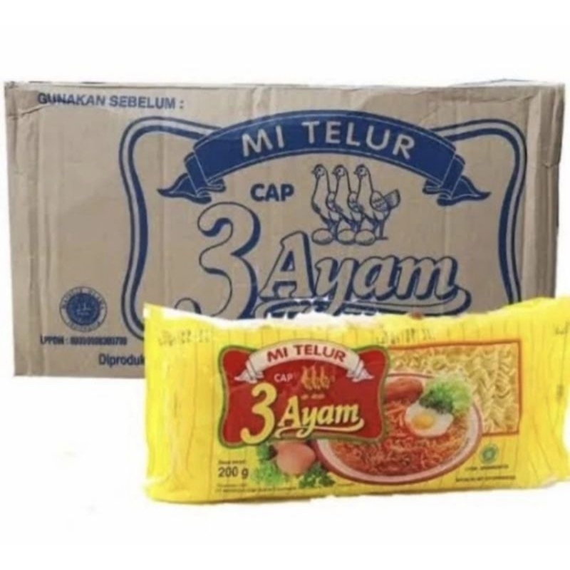 

Mie Telur Cap 3 Ayam Kuning 1 Dus isi 20 bungkus