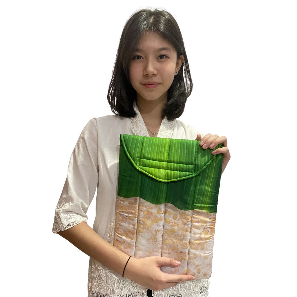 Pluffy Laptop Notebook Case Puffy Tablet Sleeve Tempe Mentah Daun untuk Kado 14 inch
