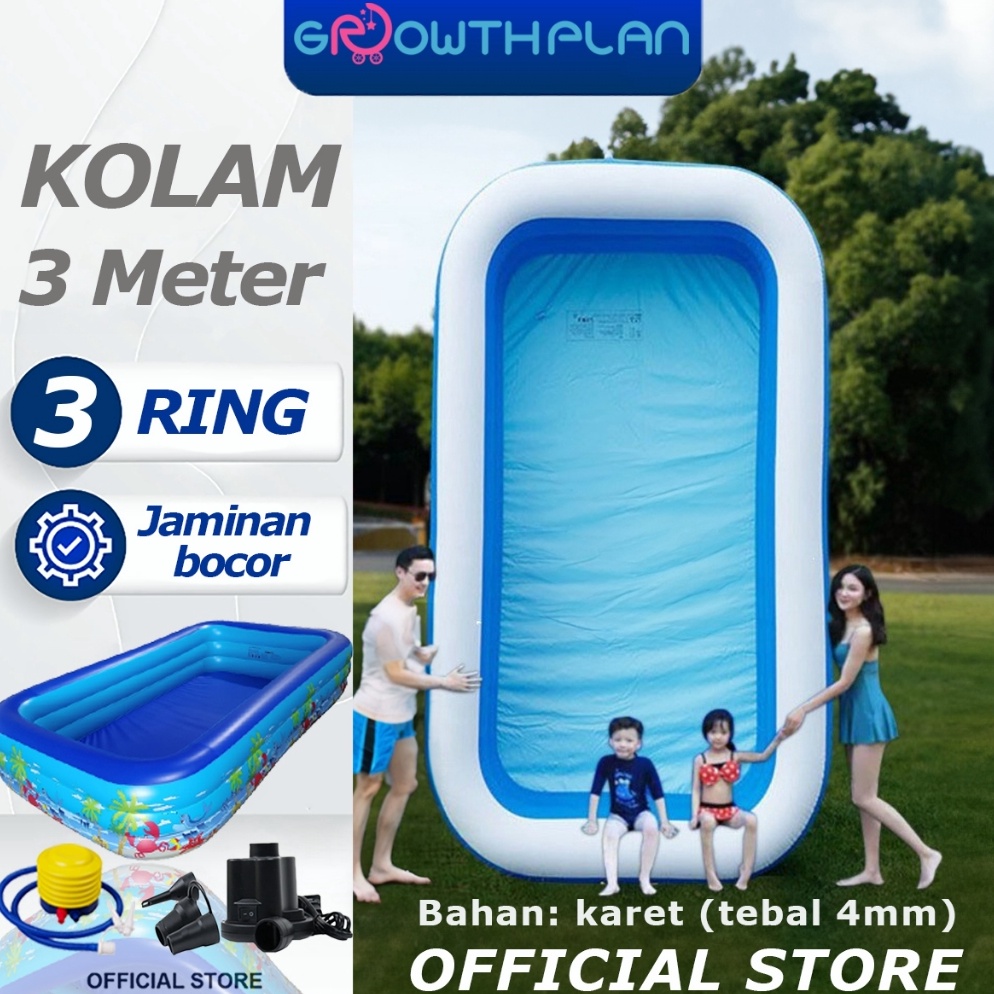 TERBAIK Readykolam renang anak jumbo 3 meters Kolam renang tiup karet persegi panjangLarge childrens