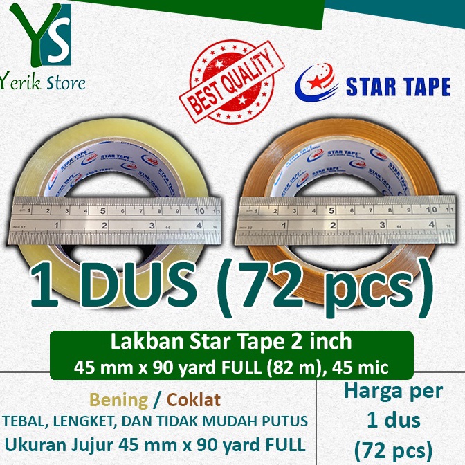 

1 Dus Lakban Bening Coklat 2 inch x 9 yard FULL 45 mm x 82 m PLAKBAN ISOLASI SELOTIP PREMIUM MURAH TERMURAH KODE F4X6