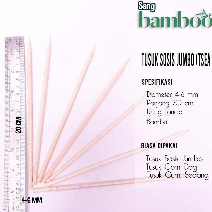 New Deal Tusuk CORNDOG isi 1 tebal 5 mm panjang 2 cm tusuk HottangSosis JUMBO dari bambu untuk tusuk