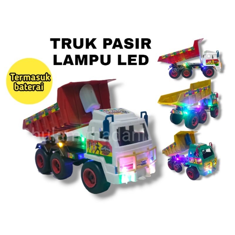 Mainan Truk Oleng Plastik Full Lampu Led free baterai